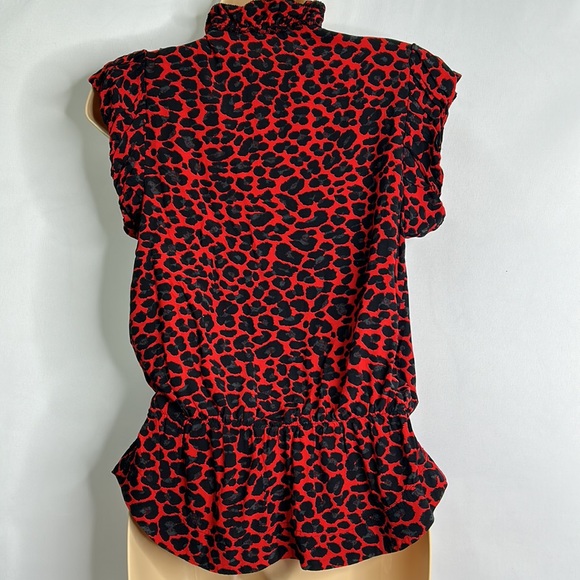 Zadig & Voltaire Tibo red leopard ruffle peplum top - Picture 7 of 9